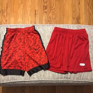 Lot 2 Pairs Nike Boys Shorts Red Black Large Basketball Athletic